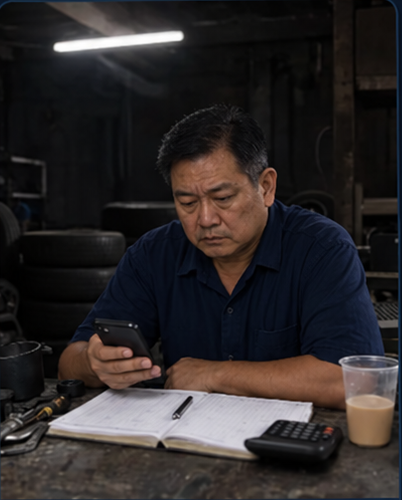 Chinese workshop owner chasing payments at night